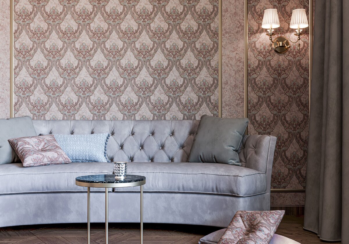 Комбинация в интерьере обоев-мотивов и обоев-компаньонов Verona (PL71608, PL71609)