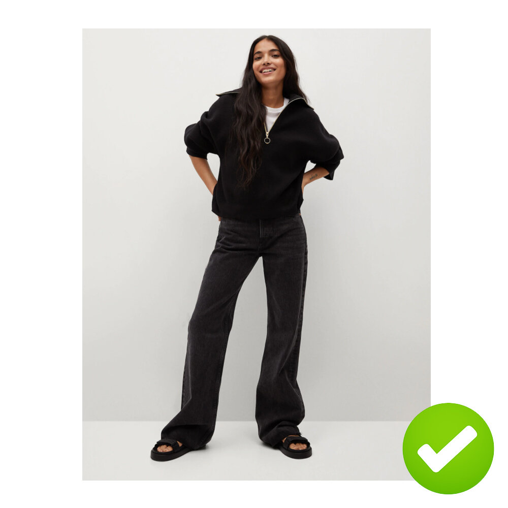 Джинсы с завышенной талией Wideleg, Mango 