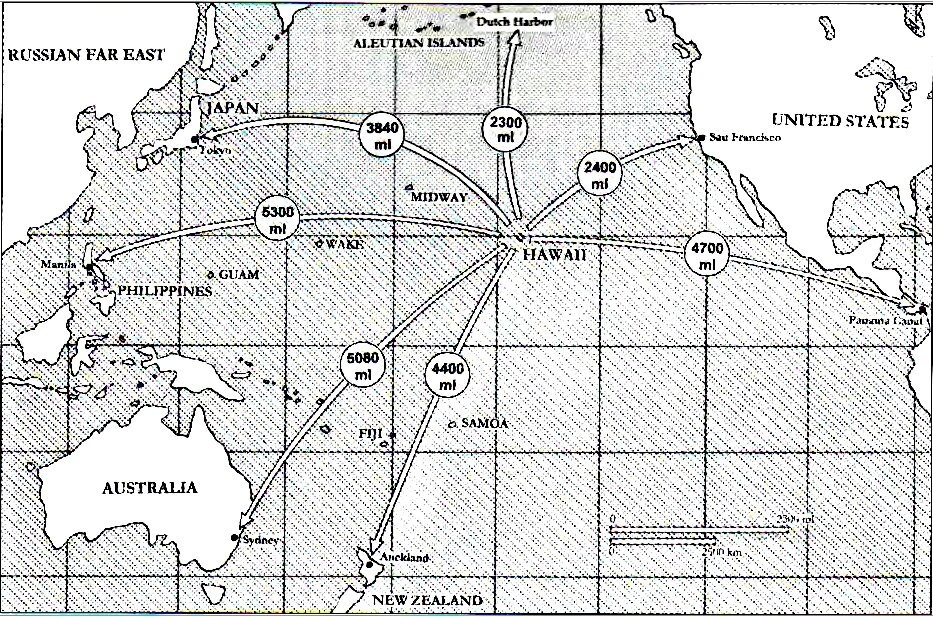 Стратегическое расположение Гавайского архипелага / Источник https://wiki.wargaming.net/ru/Navy:Нападение_на_Пёрл-Харбор