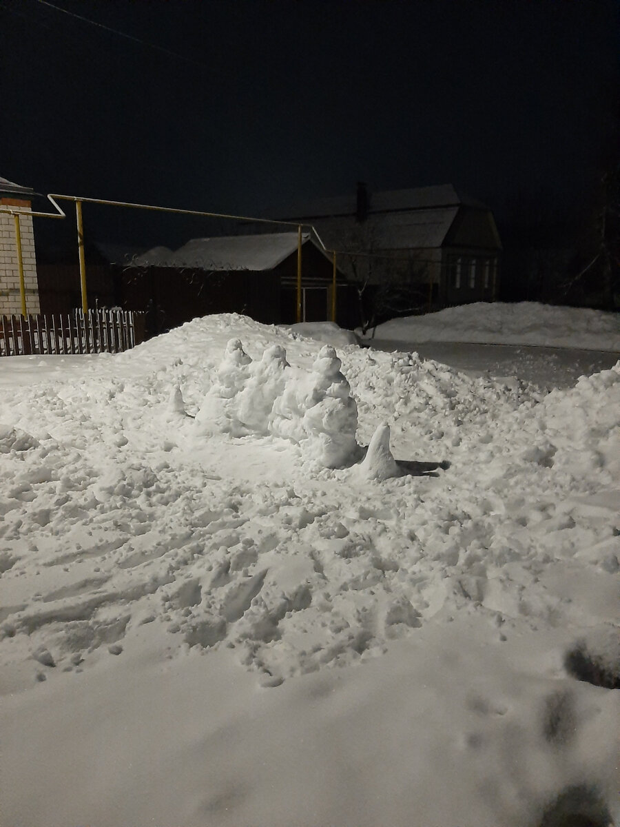 Около дома Вариной подруги. Доделанная снежная крепость