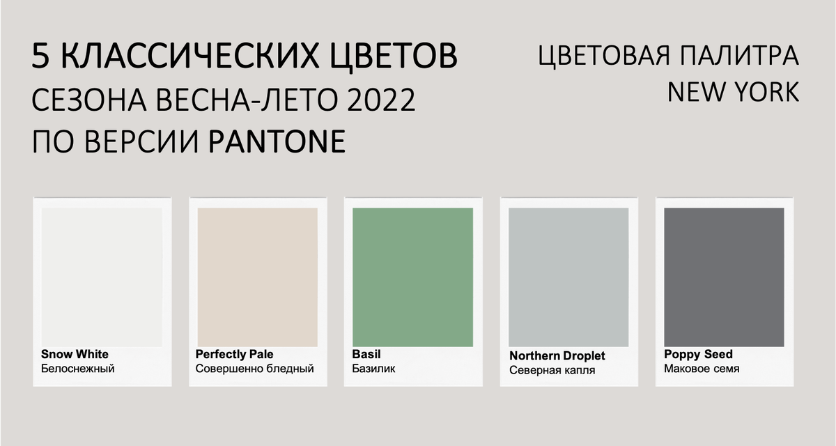 5 базовых цветов весна-лето 2022 по версии Pantone | цветовая палитра New York