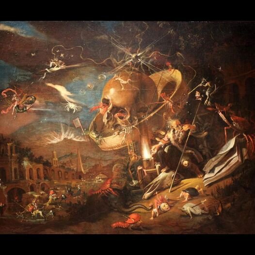 "Алихимик". Типичная средневековая картина. Приписывается Иосифу Хайнцу Младшему или даже его папаше Джозефу Хайнцу.  