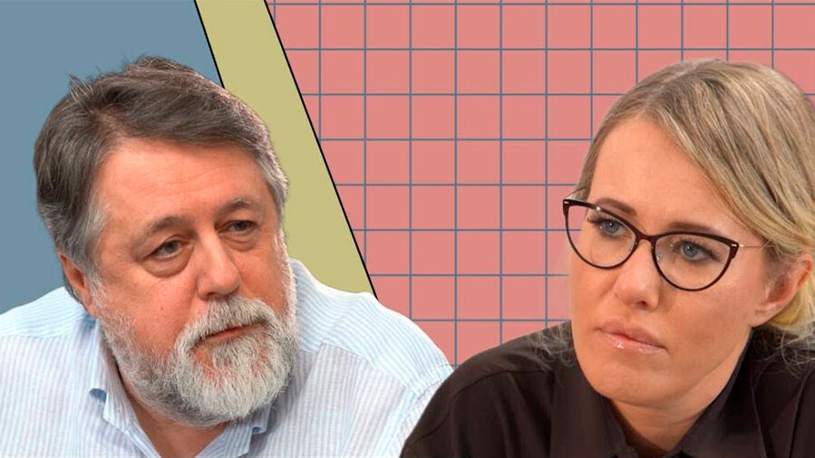 Кадр из интервью Ксении собчак с Виталием Манским