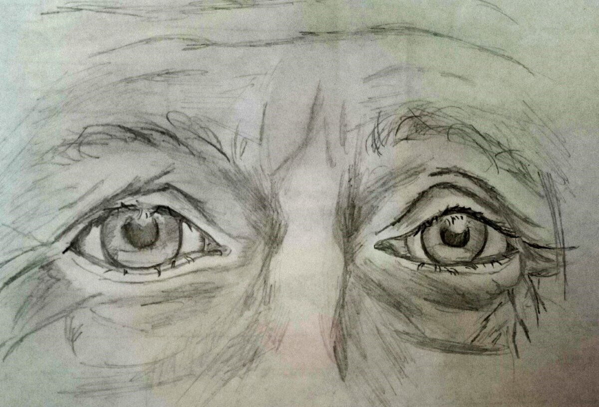 хотела нарисовать мужа, когда он увидел сказал, что когда ему будет 70 я смогу дорисовать с натуры.... :)