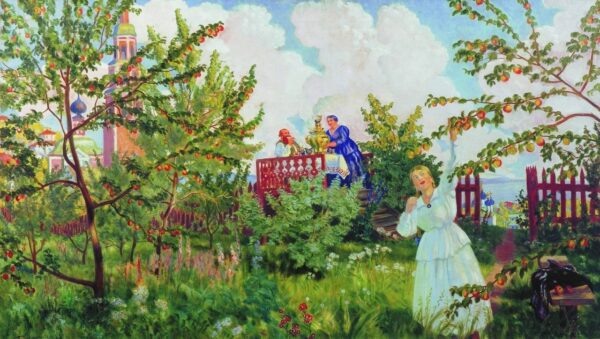    Борис Кустодиев, Яблоневый сад. 1918 год