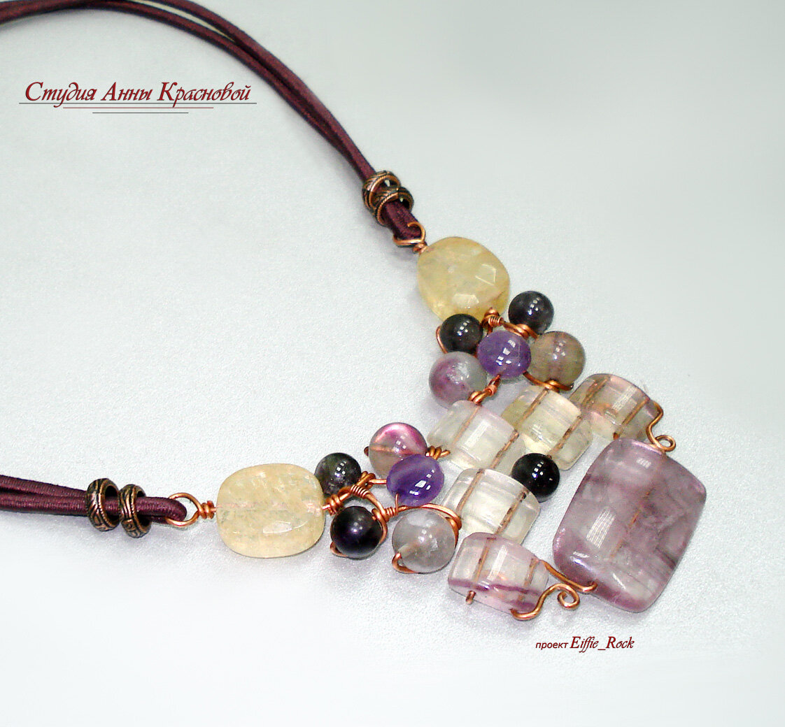 Колье с натуральными камнями. "Каменная мозаика"