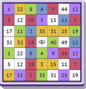 Пример такой таблицы. Нужно сконцентрироваться в середине, и периферическим зрением, на время, найти все цифры по порядку