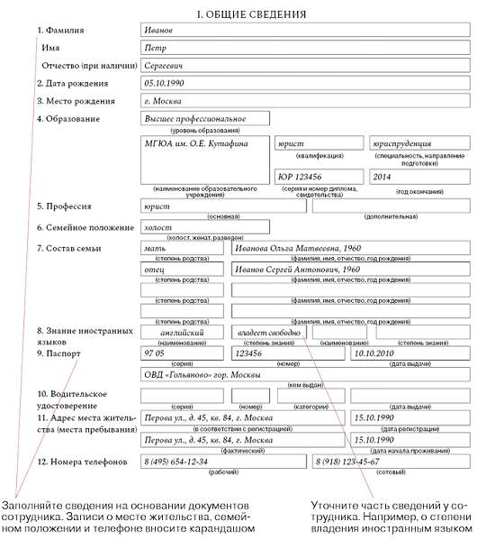 Учетная карта в военкомате