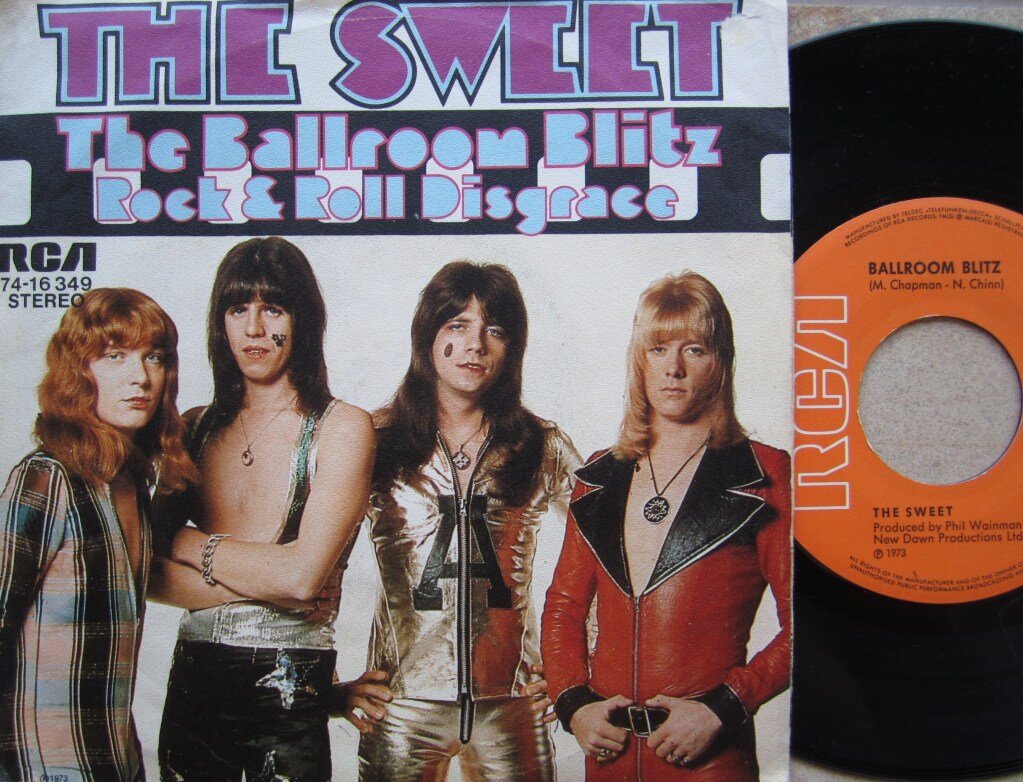 Обложка и диск сингла Ballroom Blitz (1973)