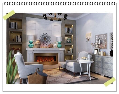 Дизайн гостиной с камином Dimplex