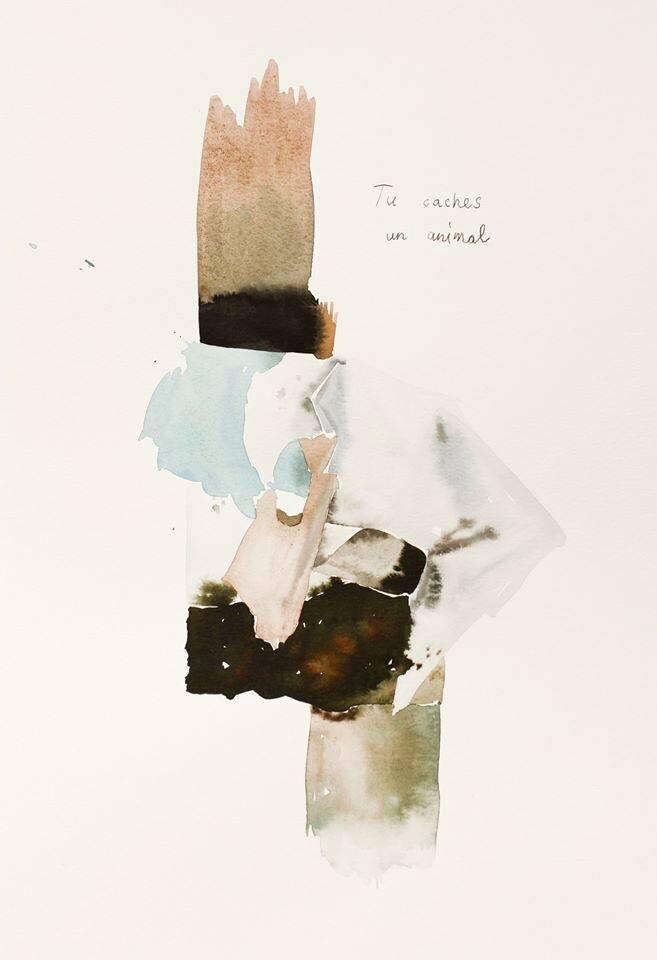 Tu caches un animal из серии «Уроки французского» 2019
Бумага, карандаш, акварель
40 х 30 см