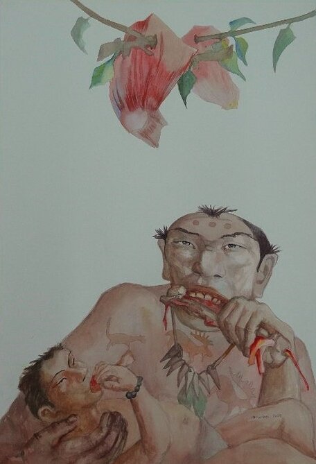 Владислав Несынов "Архаичная Сибирь" авторский графический лист из серии, предположительно находящейся в подвалах музея Тальцы