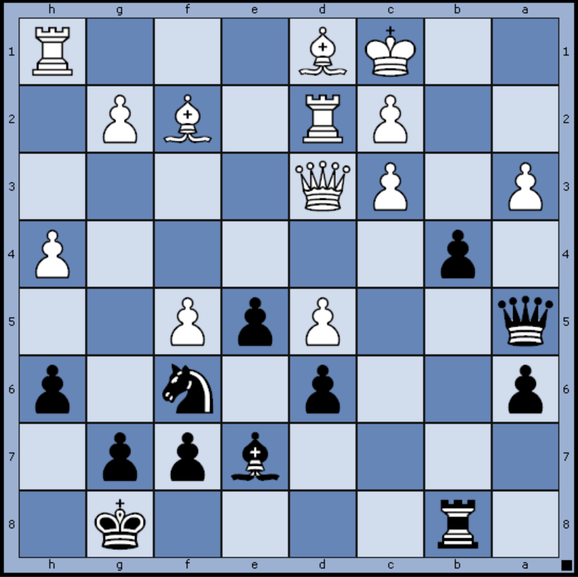 Черные начинаю и выигрывают. Мат в три хода. 