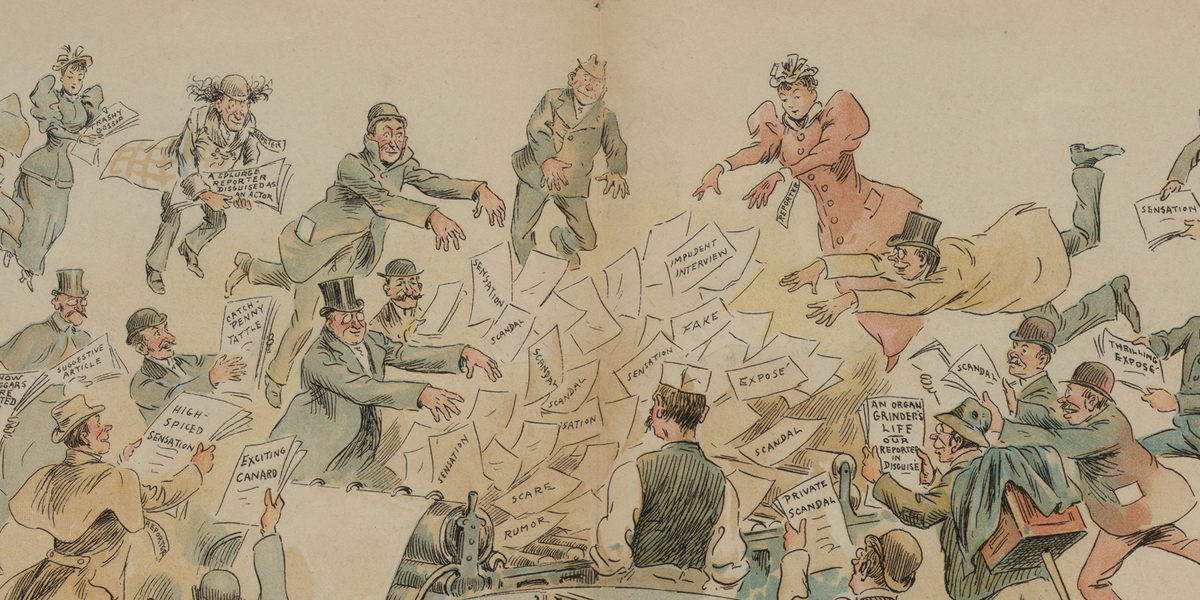 Фредерик Бурр Оппер. Fake news. Иллюстрация из журнала Puck. 1894. 

Library of Congress