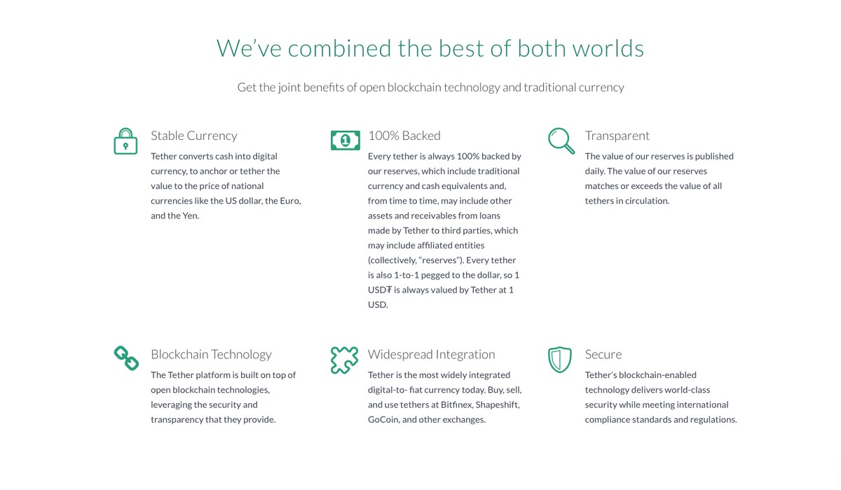 Описание Tether на официальном сайте