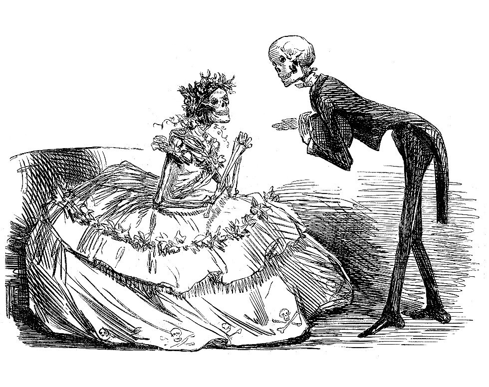 Мышьяковый вальс, или Новая Пляска смерти (Посвящается зеленому венку и продавцам платья). Журнал Punch. 1862. 8 февраля. Библиотека Веллкома, Лондон