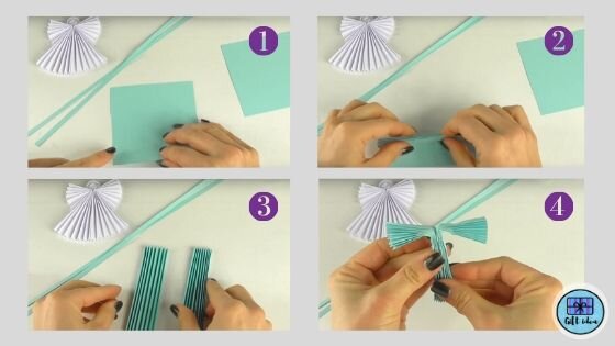 Аккуратно складываем из квадратиков "гармошки" с шириной как отрезанные полосочки 