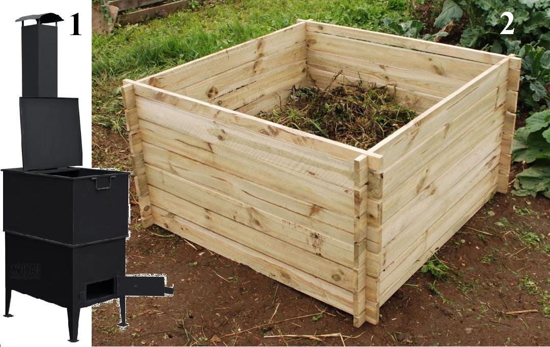 01 - Распространенный компостер в ЕС - £ 35.99 - Large 893 (Litres by Lacewing ™  ) и дачная печь для сжигания листьев