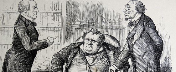 Гладсон слева, Дизраели справа