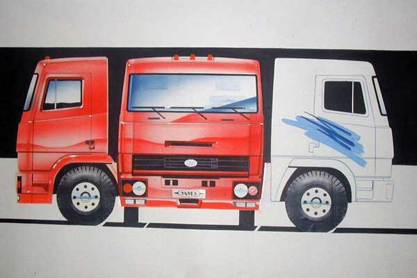 Один из пяти эскизов дизайна будущей кабины. Напоминает КамАЗы, не правда ли?