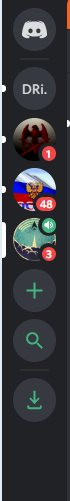 список серверов Discord - они обозначаются значками.  