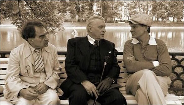 Олег Басилашвили в роли Воланда.  Кадр из телесериала режиссера Бортко.