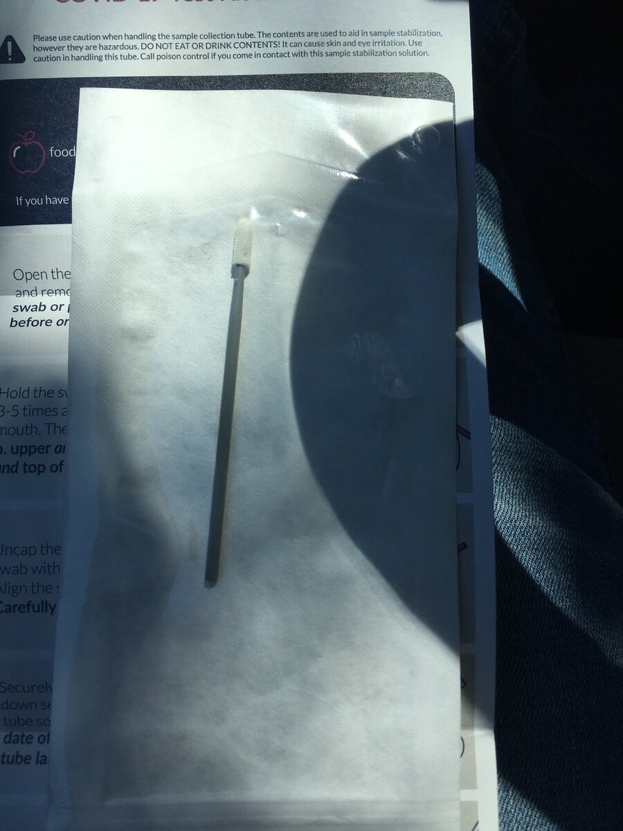 Сначала надо было провести вот такой палочкой внутри рта по всей его полости. Фото автора.