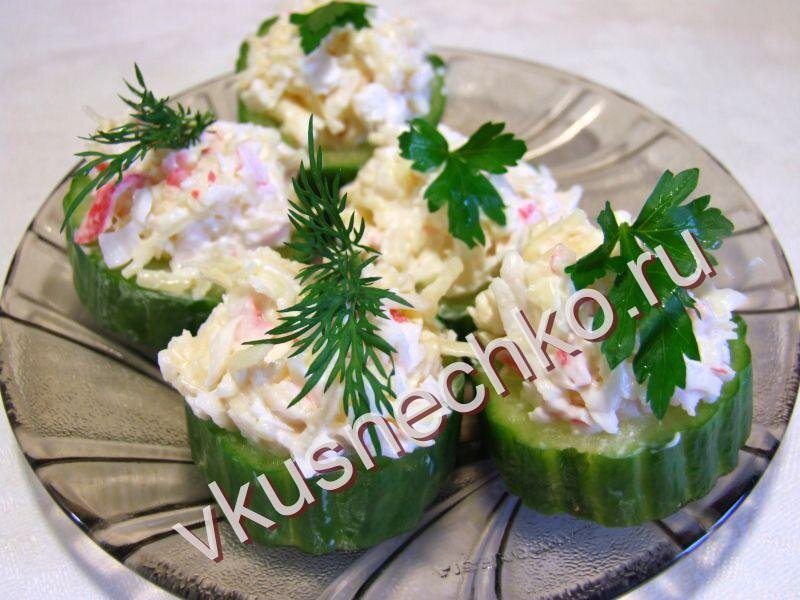 Как приготовить закуску Фаршированные огурцы, пошаговый рецепт с фото.