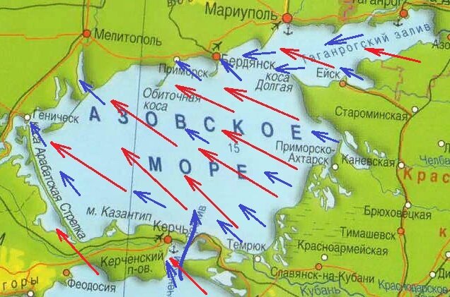 Реки азовского моря. Карта течений Азовского моря. Течения Азовского моря. Морские течения Азовского моря. Восточное побережье Азовского моря.