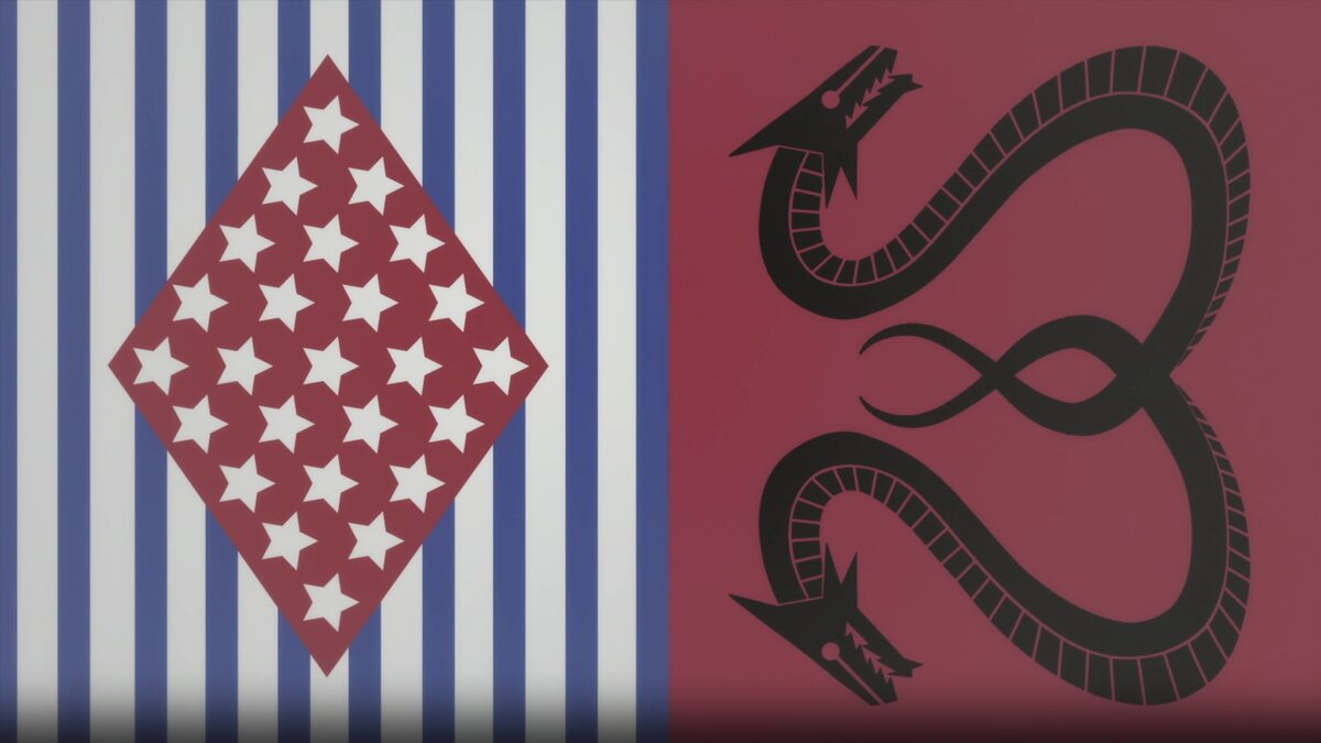 Флаги СССР и США, если бы в нашем мире существовала раса вампиров.