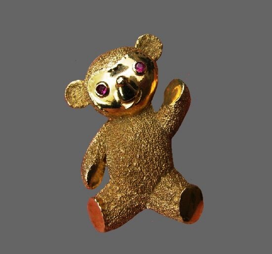 Koala bear with ruby eyes 14 K gold filled brooch