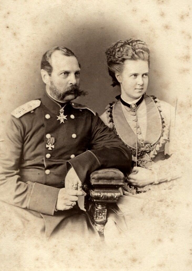 Великая княгиня Мария Александровна с отцом, царем Александром II, 1870-е годы