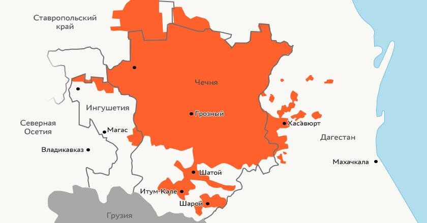 Распространение чеченского языка.