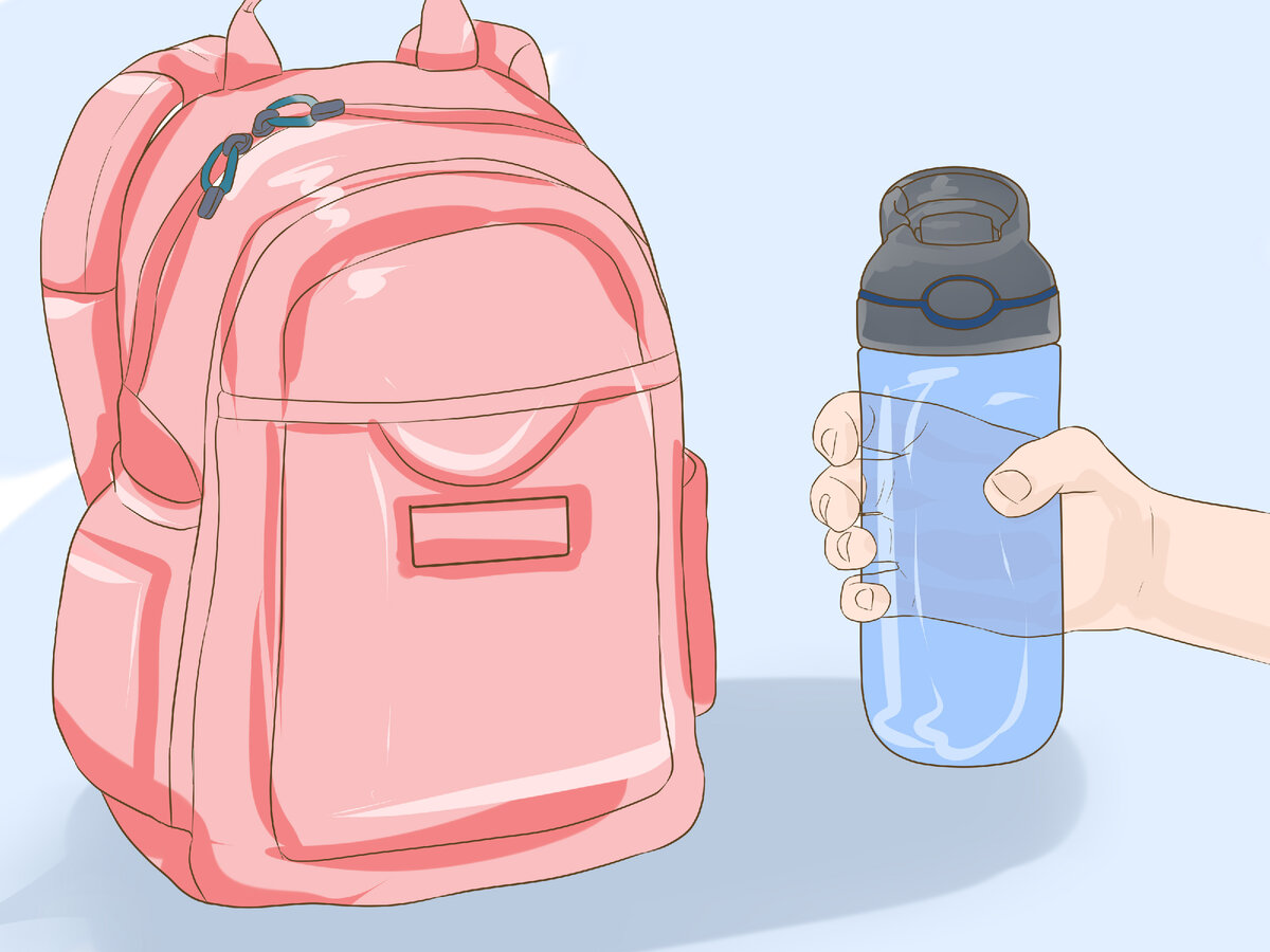 Бутылочка для воды в рюкзаке