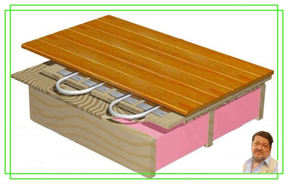 Теплый пол по деревянным лагам. Теплый пол на деревянные лаги. Водяное отопление по деревянным лагам. Как сделать теплый подокольник.