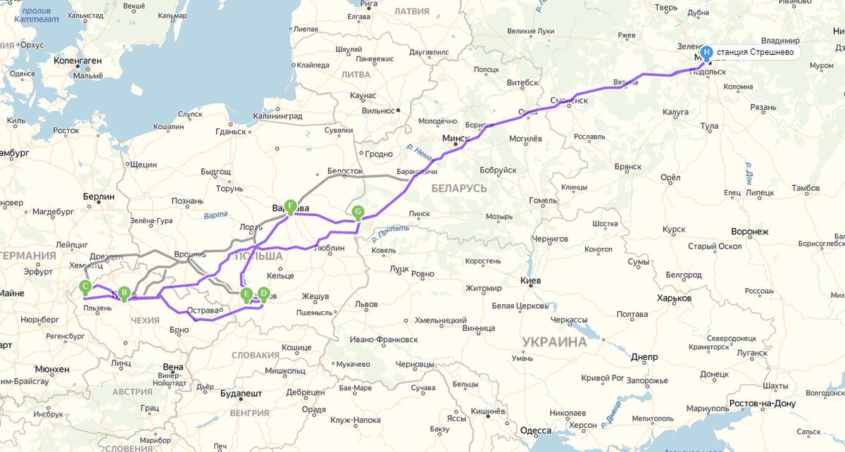 Москва-Прага-Карловы Вары-Краков. "Утро 1 января. -А поехали в Прагу!"  Январь 2016 г. Маршрут  4 400 км.