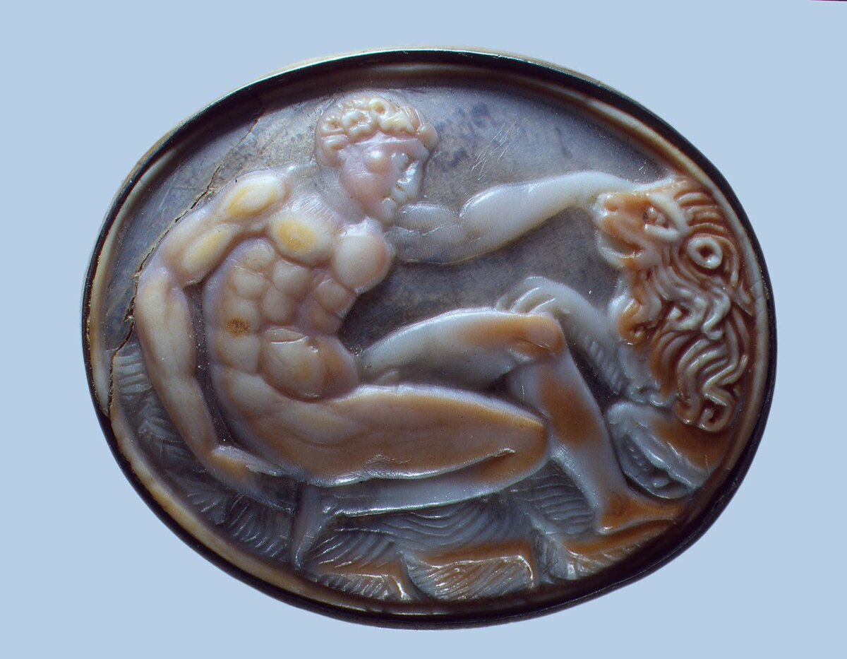 Раб Андрокл и лев — камея, Франция; XVI в. // Эрмитаж, Санкт-Петербург 
