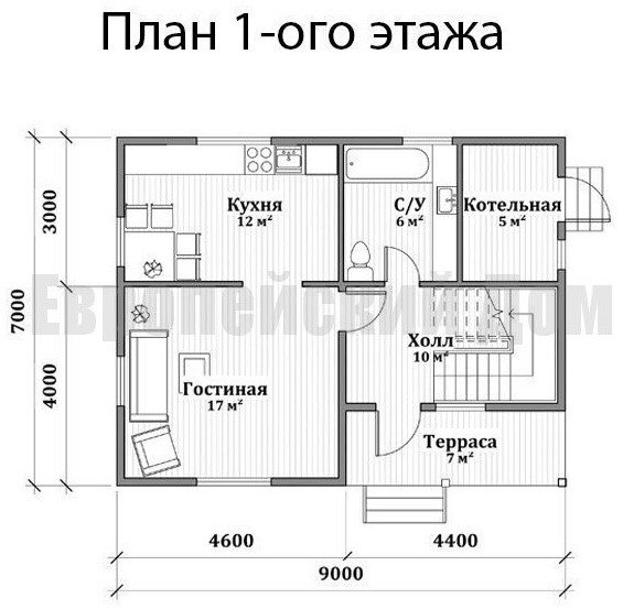 План первого этажа. Источник изображения: dom-bt.com.