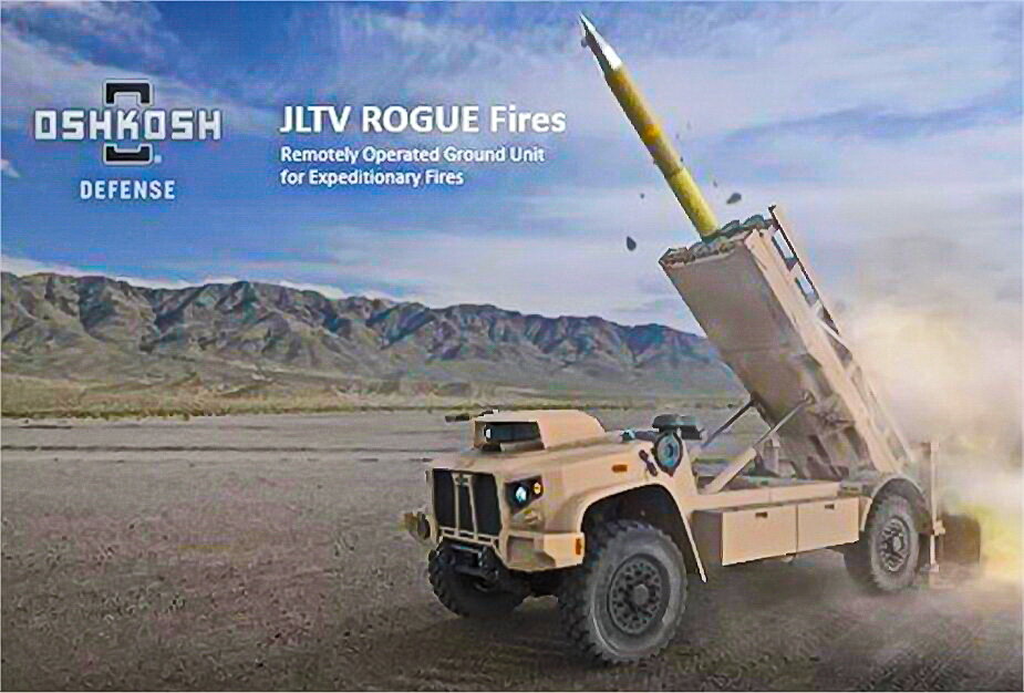 Концепт беспилотной пусковой установки JLTV ROGUE Fires. источник: Oshkosh Defense