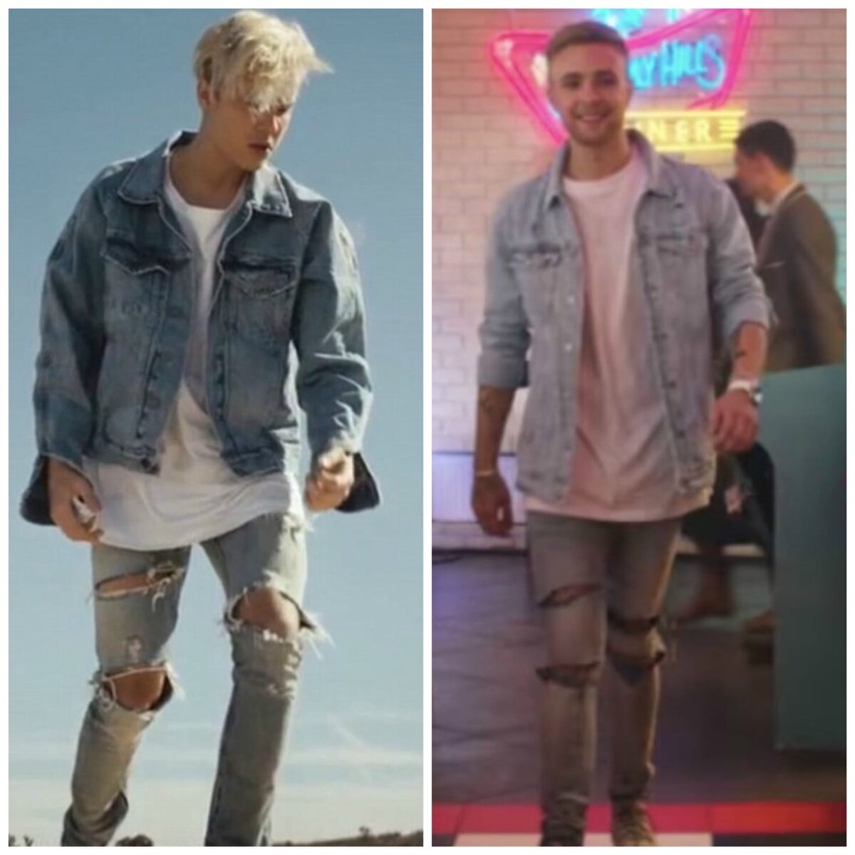 Певец Джастин Бибер (слева)