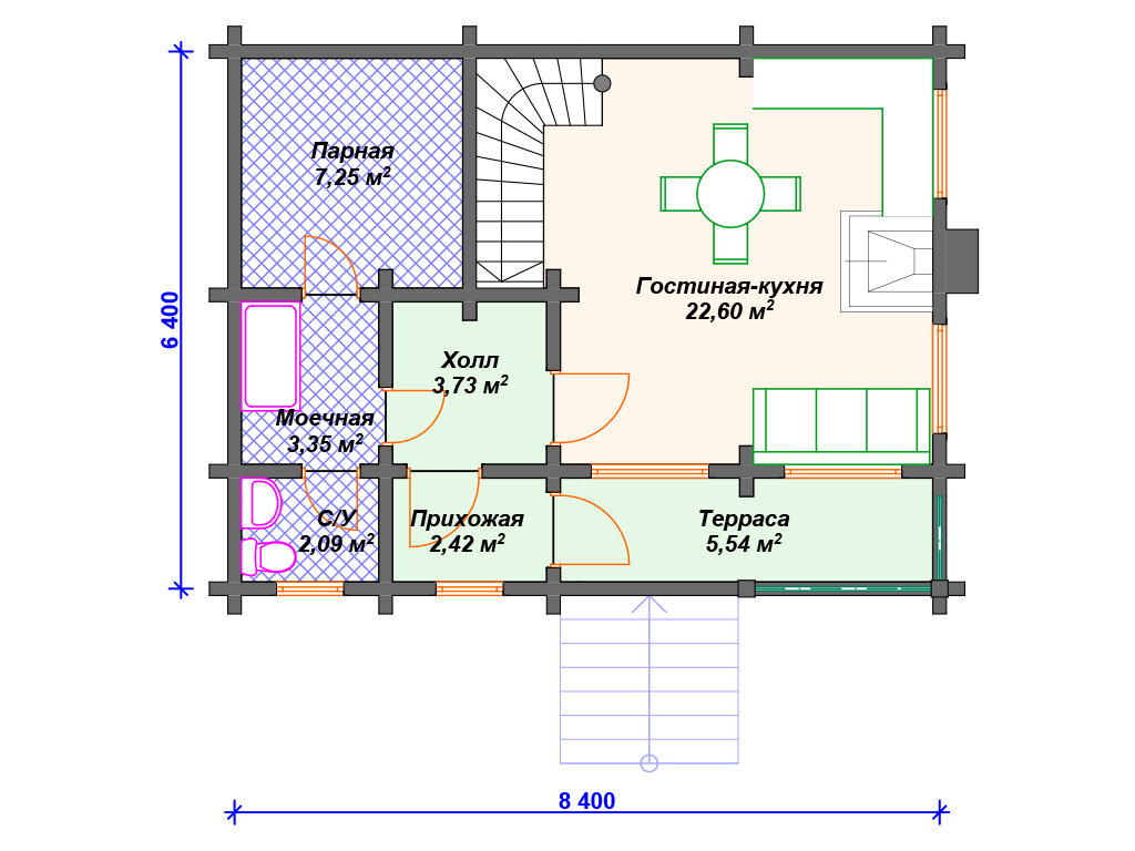 Проект небольшого дачного дома с сауной 6х8м | Arplans.ru - проекты домов |  Дзен