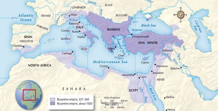 Византийская империя, включая Неаполь 