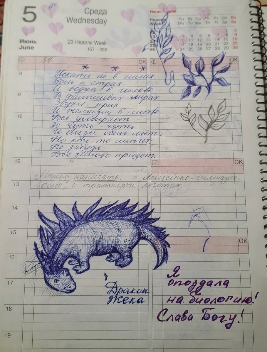 Страница из блокнота за 11 класс: стихи, рисунки, план по публикациям, памятные события))