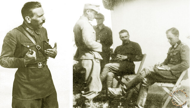 Немецкие фото полковника М.А. Меандрова на допросе в районе с. Троянка