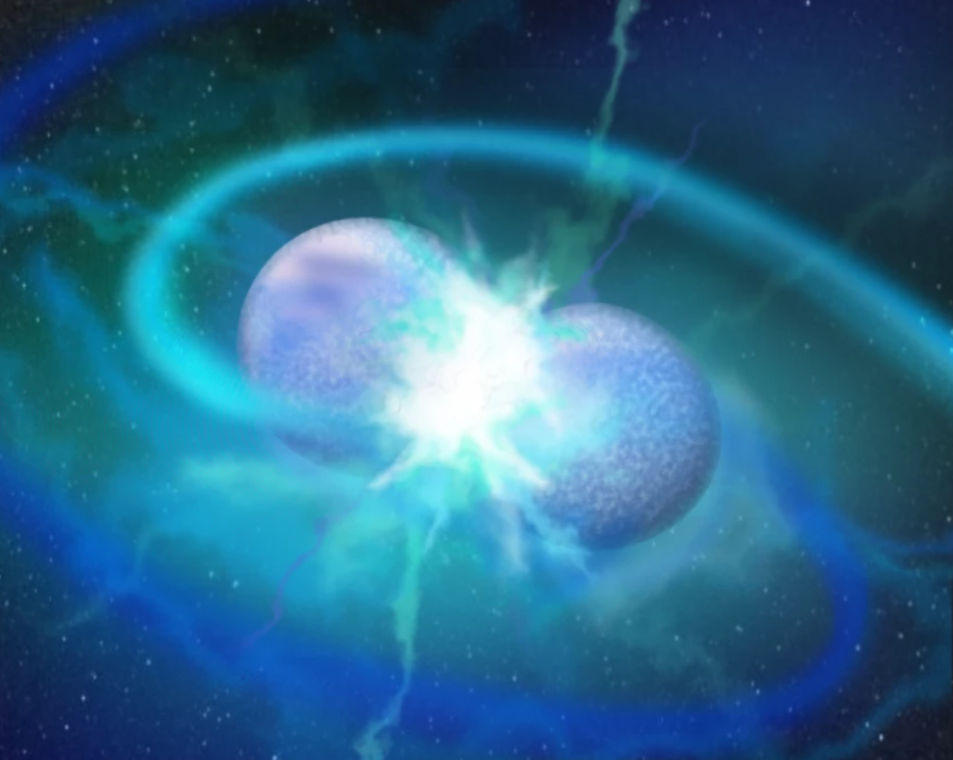 Художественная иллюстрация слияния пары белых карликов, что является одной из теорий образования нового типа звезд.Николь Рейндл/ CC BY SA 4.0