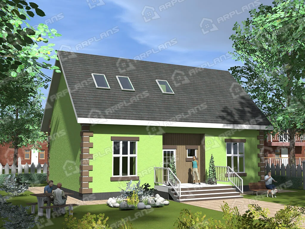 Фото 1 двухэтажного дома из блоков с мансардой, 4 спальнями, террасой и вторым светом. Общая площадь 160 кв м. Источник arplans.ru Проект К-279