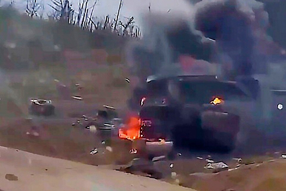    Танк британского производства Challenger 2 является уязвимой целью для русского ПТРК «Корнет». Кадр видео