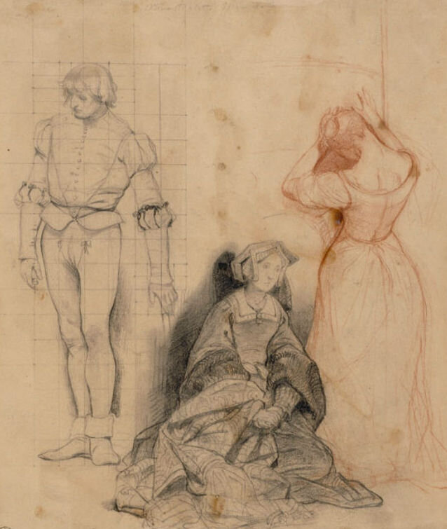 Поль Деларош «Казнь Джейн Грей», эскизы