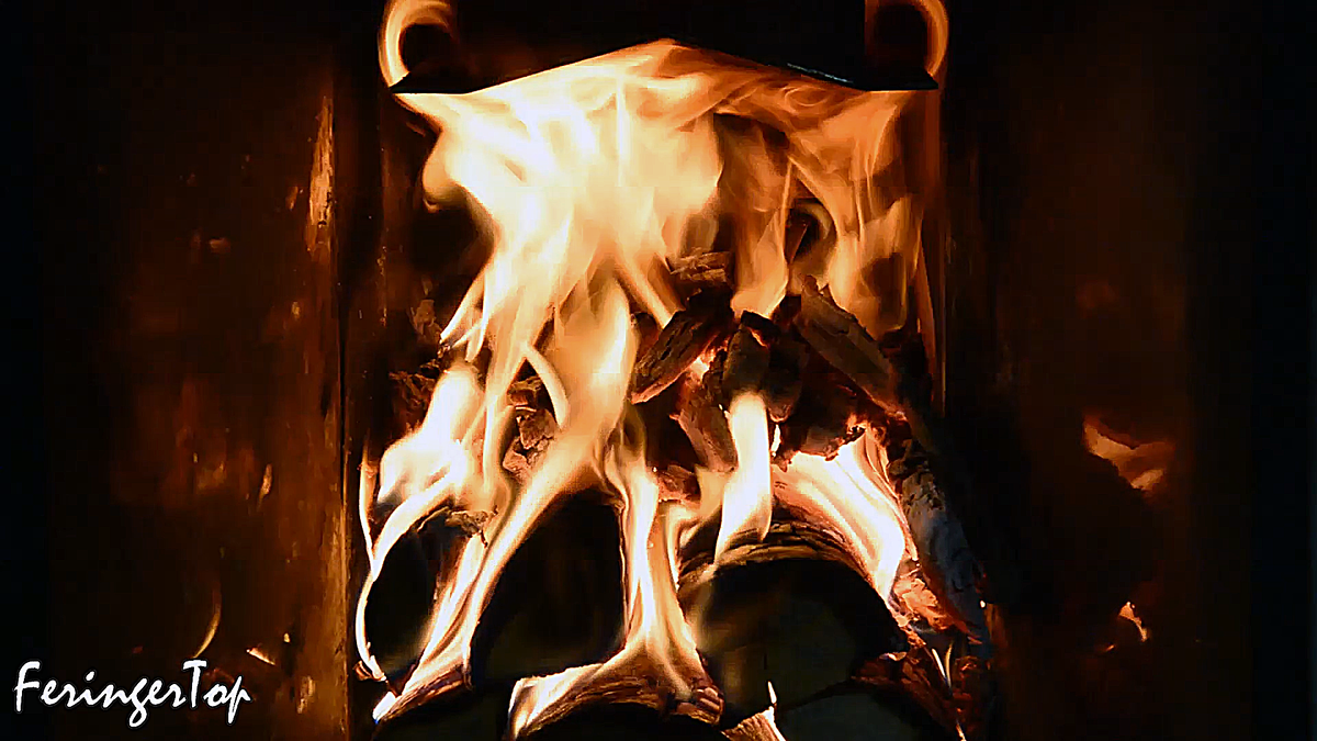 Огонь. Дрова горят в печи. Звук костра