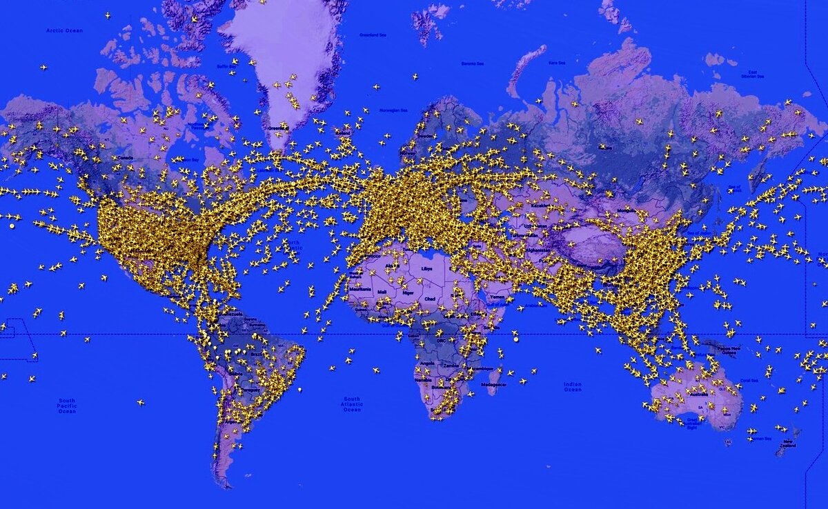 Карта неба с самолетами онлайн